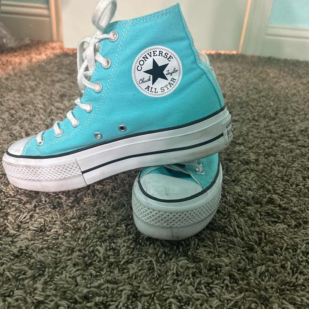 Converse High Tops in Bright Teal with White Accents